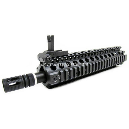 E&C CNC Aluminum M18 RAS vordere Set Handschutz Schienen System mit 9 Zoll Outer Barrel Geeignet für M4 M16 M18 Serie AEG Gewehre Airsoft Schwarz