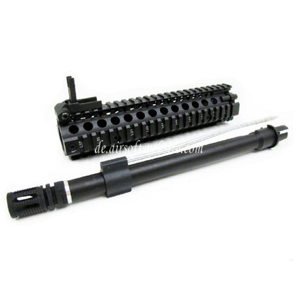 E&C CNC Aluminum M18 RAS vordere Set Handschutz Schienen System mit 9 Zoll Outer Barrel Geeignet für M4 M16 M18 Serie AEG Gewehre Airsoft Schwarz