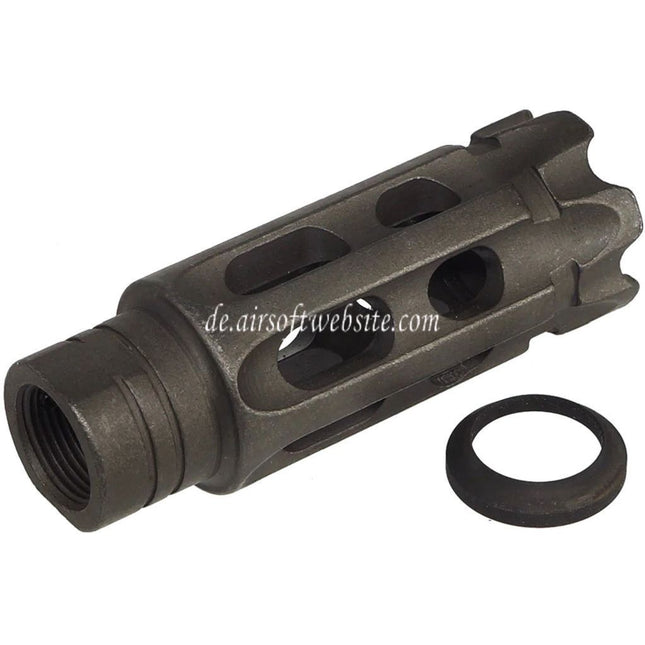 5KU Stahl Mini Notalon Breacher Brake Mündungsfeuerdämpfer Geeignet für -14mm CCW Gegen den Uhrzeigersinn Lauf Gewehre Airsoft Schwarz