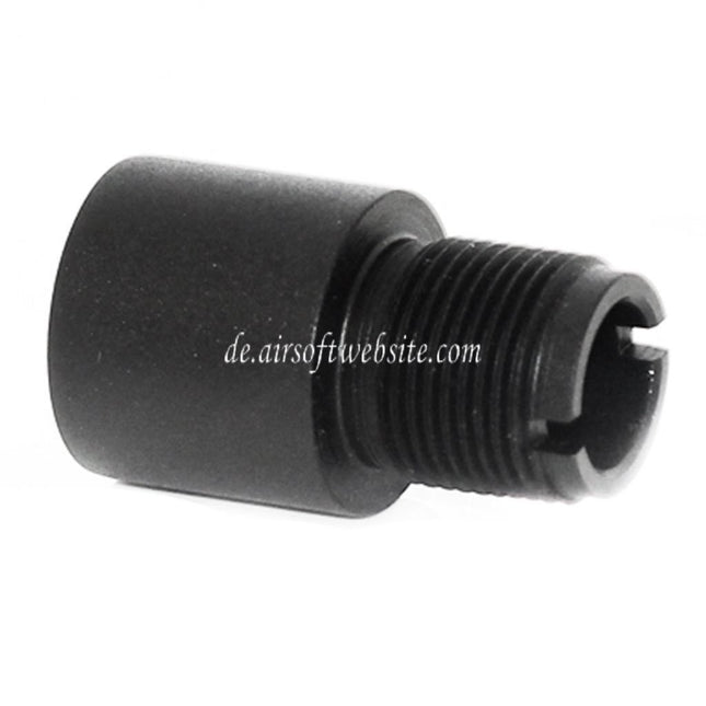 AIRSOFT WEBSITE Laufschalldämpfer Adapter (+14mm im Uhrzeigersinn bis -14mm gegen den Uhrzeigersinn) Geeignet für AEG GBB Gewehre