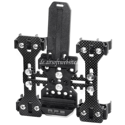 APS 2x Quad-Load Schrotpatronen Caddy System mit Gürtelschlaufe Geeignet für CAM870 Schrotflinte Schrotpatronen Schwarz
