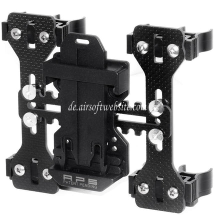 APS 2x Quad-Load Schrotpatronen Caddy System mit Gürtelschlaufe Geeignet für CAM870 Schrotflinte Schrotpatronen Schwarz
