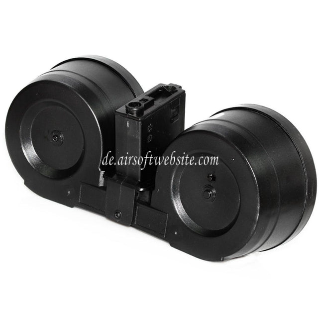 BATTLEAXE 2500rd Elektrisch Trommelmagazin C-Mag Geeignet für M4 M16 Serie AEG Gewehre Airsoft Schwarz