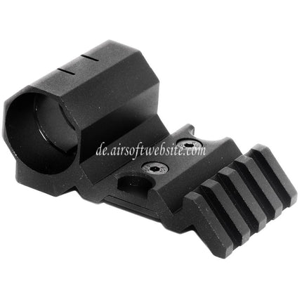 Airsoft Website Versetzte 20mm Schienenhalterung und 1/25mm Taschenlampenhalterung schwarz