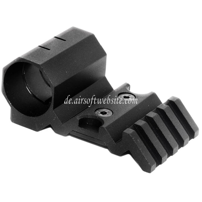 Airsoft Website Versetzte 20mm Schienenhalterung und 1/25mm Taschenlampenhalterung schwarz