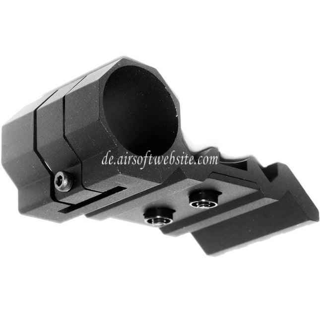 Airsoft Website Versetzte 20mm Schienenhalterung und 1/25mm Taschenlampenhalterung schwarz