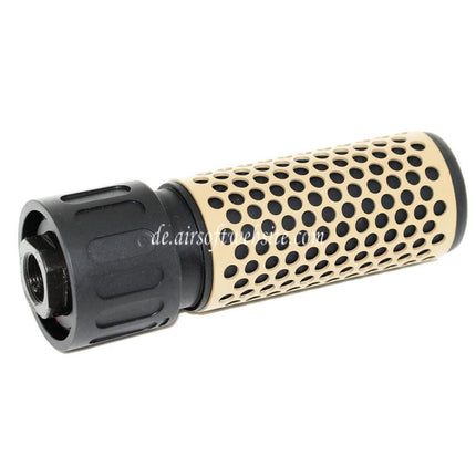 Airsoft Website 125mm 5 Zoll 5.56 Stil QDC Schalldämpfer mit Mündungsfeuerdämpfer Geeignet für -14mm CCW Gegen den Uhrzeigersinn Lauf Gewehre Airsoft Schwarz/Tan