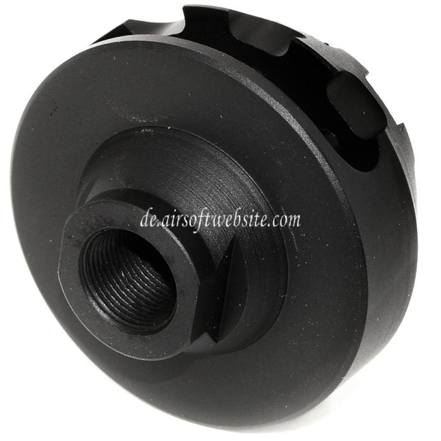 5KU Aluminum Cookie Cutter Comp Mündungsfeuerdämpfer Geeignet für -14mm CCW Gegen den Uhrzeigersinn Lauf Gewehre Airsoft Schwarz