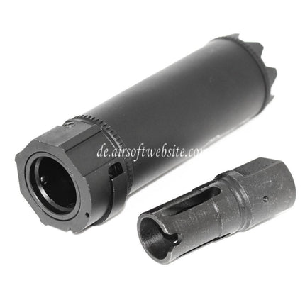 5KU Socom Mini Monster QD Schalldämpfer mit Mündungsfeuerdämpfer Geeignet für -14mm CCW Gegen den Uhrzeigersinn Lauf Gewehre Airsoft Schwarz