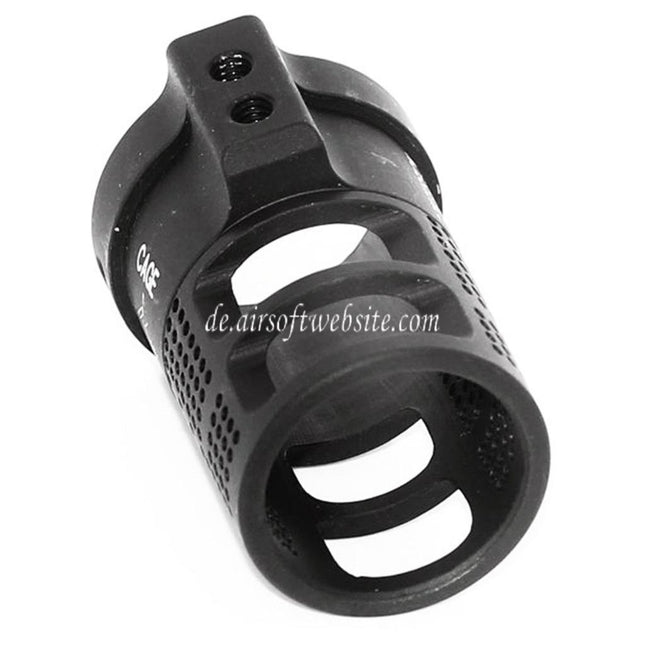5KU Aluminum CAGE Blast Diverter Mündungsfeuerdämpfer Geeignet für -14mm CCW Gegen den Uhrzeigersinn Lauf Gewehre Airsoft Schwarz