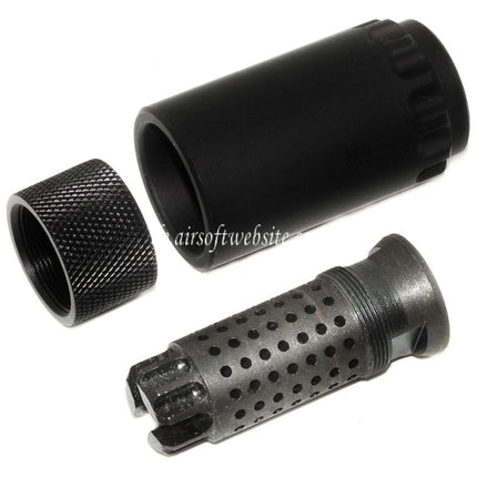 5KU 7.62 Taper Mount Flash Comp und Blast Shield Mündungsfeuerdämpfer Geeignet für -14mm CCW Gegen den Uhrzeigersinn Lauf Gewehre Airsoft Schwarz