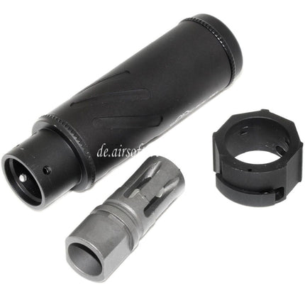 5KU 128mm/149mm SOCOM556 Mini QD Schalldämpfer B mit Mündungsfeuerdämpfer Geeignet für -14mm CCW Gegen den Uhrzeigersinn Lauf Gewehre Airsoft Schwarz