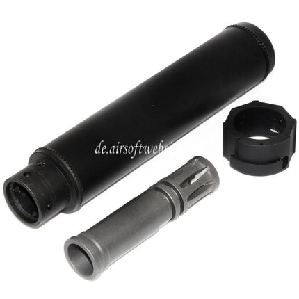 5KU 193mm SOCOM556 AR QD Schalldämpfer A mit Mündungsfeuerdämpfer Geeignet für -14mm CCW Gegen den Uhrzeigersinn Lauf Gewehre Airsoft Schwarz