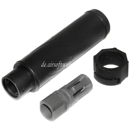 5KU 153mm/173mm SOCOM556 RC QD Schalldämpfer mit Mündungsfeuerdämpfer Geeignet für -14mm CCW Gegen den Uhrzeigersinn Lauf Gewehre Airsoft Schwarz