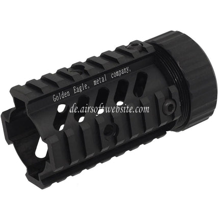 Golden Eagle 4-Seiten 8-Steckplatz Schiene Kurz Typ Stubby Free Float RIS Handschutz Schienen System geeignet für M4 M16 Serie AEG Gewehre Airsoft Schwarz