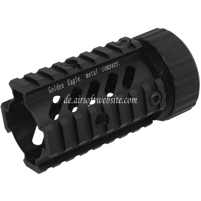 Golden Eagle 4-Seiten 8-Steckplatz Schiene Kurz Typ Stubby Free Float RIS Handschutz Schienen System geeignet für M4 M16 Serie AEG Gewehre Airsoft Schwarz