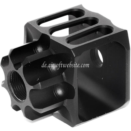 5KU CNC Aluminium LAF-28 Stil Mündungsbremse Mündungsfeuerdämpfer Geeignet für -14mm CCW Gegen den Uhrzeigersinn Lauf Gewehre Airsoft Schwarz