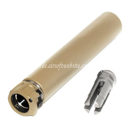 5KU 213mm SOCOM762 RC Schalldämpfer mit Mündungsfeuerdämpfer Geeignet für -14mm CCW Gegen den Uhrzeigersinn Lauf Gewehre Airsoft