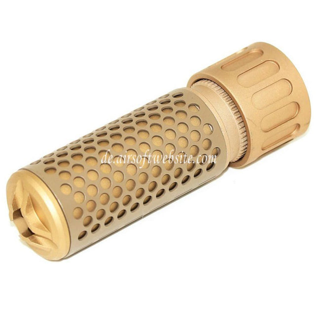Airsoft Website 125mm 5 Zoll 5.56 Stil QDC Schalldämpfer mit Mündungsfeuerdämpfer Geeignet für -14mm CCW Gegen den Uhrzeigersinn Lauf Gewehre Airsoft Tan