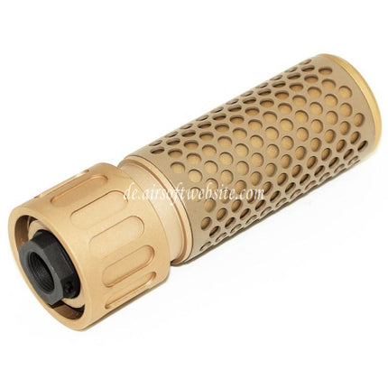 Airsoft Website 125mm 5 Zoll 5.56 Stil QDC Schalldämpfer mit Mündungsfeuerdämpfer Geeignet für -14mm CCW Gegen den Uhrzeigersinn Lauf Gewehre Airsoft Tan