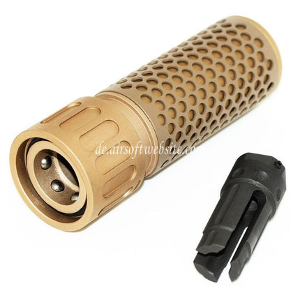 Airsoft Website 125mm 5 Zoll 5.56 Stil QDC Schalldämpfer mit Mündungsfeuerdämpfer Geeignet für -14mm CCW Gegen den Uhrzeigersinn Lauf Gewehre Airsoft Tan