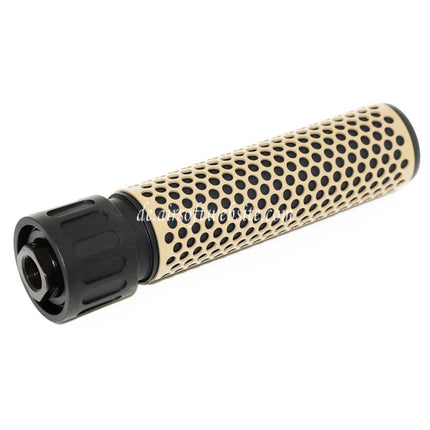 Airsoft Website 179mm 7 Zoll 5.56 Stil QDC Schalldämpfer mit Mündungsfeuerdämpfer Geeignet für -14mm CCW Gegen den Uhrzeigersinn Lauf Gewehre Airsoft Tan/Schwarz
