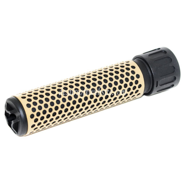 Airsoft Website 179mm 7 Zoll 5.56 Stil QDC Schalldämpfer mit Mündungsfeuerdämpfer Geeignet für -14mm CCW Gegen den Uhrzeigersinn Lauf Gewehre Airsoft Tan/Schwarz