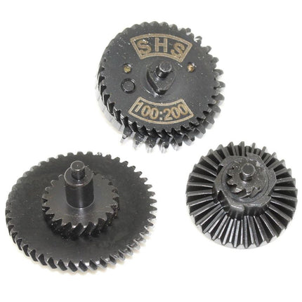SHS Stahl Geräuscharm Hohes Drehmoment 100:200 Gear Set Geeignet für Version 2/3 V2 V3 AEG Getriebe Gewehre Airsoft