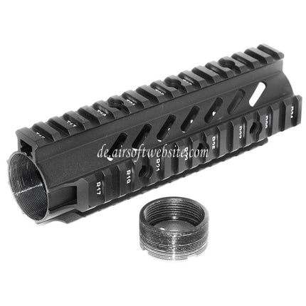 APS CNC Aluminum 176mm 7 Zoll OD Free Float Handschutz Schienen System Geeignet für M4 M16 Serie AEG Gewehre Airsoft Schwarz