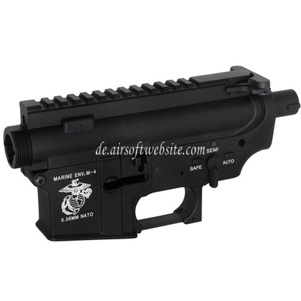 E&C Marine M4A1 Metallgehäuse Empfänger Set (Laser Logo) geeignet für E&C Tokyo Marui M4 M16 Serie AEG Gewehre Airsoft Schwarz