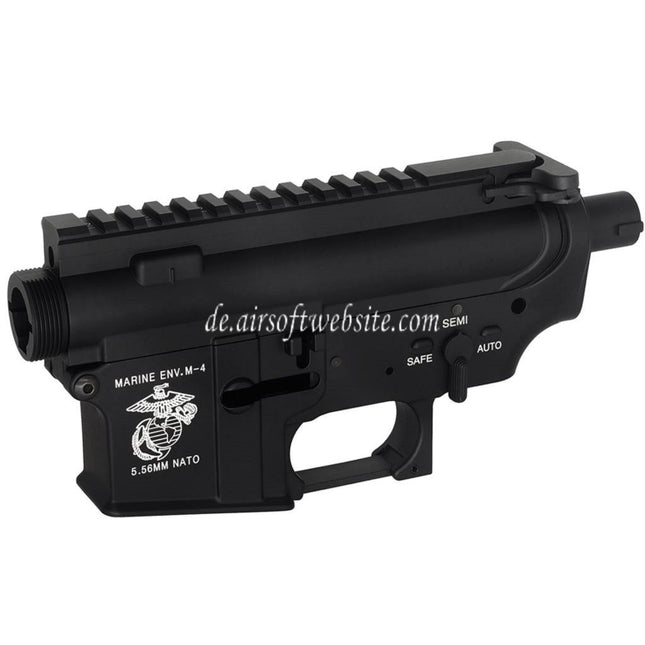 E&C Marine M4A1 Metallgehäuse Empfänger Set (Laser Logo) geeignet für E&C Tokyo Marui M4 M16 Serie AEG Gewehre Airsoft Schwarz