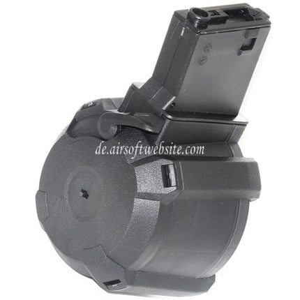BATTLEAXE 1400rd Elektrisch Trommelmagazin Geeignet für M4 M16 Serie AEG Gewehre Airsoft Schwarz