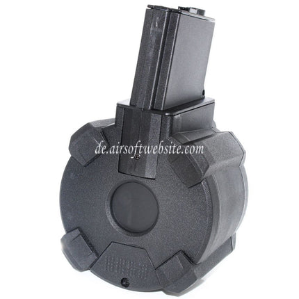 BATTLEAXE 1400rd Elektrisch Trommelmagazin Geeignet für M4 M16 Serie AEG Gewehre Airsoft Schwarz