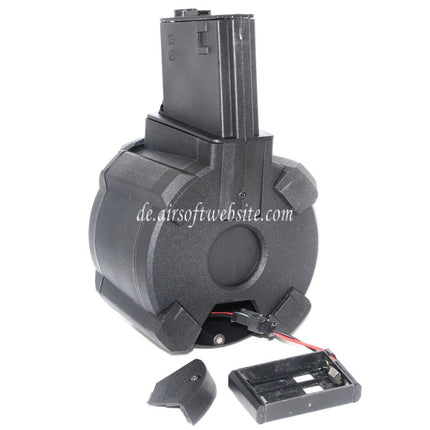 BATTLEAXE 1400rd Elektrisch Trommelmagazin Geeignet für M4 M16 Serie AEG Gewehre Airsoft Schwarz