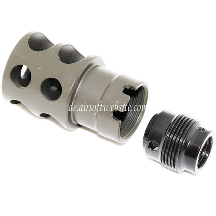 Airsoft Website 55mm DTK-2 Stil Mündungsbremse Mündungsfeuerdämpfer Geeignet für -14mm CCW Gegen den Uhrzeigersinn Lauf Gewehre