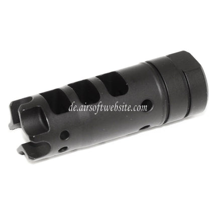 AIRSOFT WEBSITE 64mm Dragon 556 AK Stil Metall Mündungsbremse Mündungsfeuerdämpfer geeignet für -14mm CCW Gewehre mit gegen den Uhrzeigersinn gedrehtem Lauf Schwarz