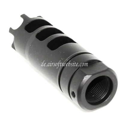 AIRSOFT WEBSITE 64mm Dragon 556 AK Stil Metall Mündungsbremse Mündungsfeuerdämpfer geeignet für -14mm CCW Gewehre mit gegen den Uhrzeigersinn gedrehtem Lauf Schwarz