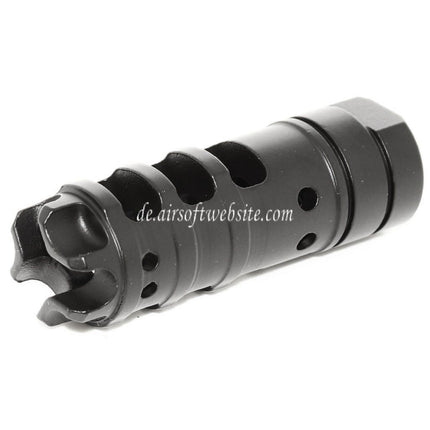 AIRSOFT WEBSITE 68mm Dragon AK Stil Metall Mündungsbremse Mündungsfeuerdämpfer geeignet für -14mm CCW Gewehre mit gegen den Uhrzeigersinn gedrehtem Lauf Schwarz