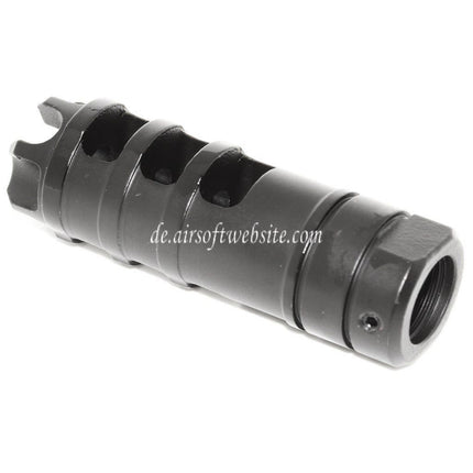 AIRSOFT WEBSITE 68mm Dragon AK Stil Metall Mündungsbremse Mündungsfeuerdämpfer geeignet für -14mm CCW Gewehre mit gegen den Uhrzeigersinn gedrehtem Lauf Schwarz