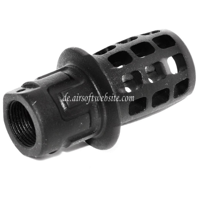 AIRSOFT WEBSITE 55mm Top Hat Mündungsfeuerdämpfer Mündungsbremse Geeignet für -14mm CCW Gegenuhrzeigersinn Gewinde Lauf Gewehre Schwarz
