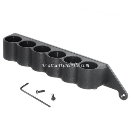 CYMA 6 Stück (30rd jede) Plastik Schrotflinte Schrotpatronen Magazin mit 6-Schalen-Halter Metall Carrier Geeignet für CYMA Tokyo Marui M870 Schrotflinte Airsoft