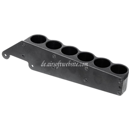 CYMA 6 Stück (30rd jede) Plastik Schrotflinte Schrotpatronen Magazin mit 6-Schalen-Halter Metall Carrier Geeignet für CYMA Tokyo Marui M870 Schrotflinte Airsoft