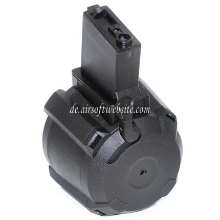 BATTLEAXE 1400rd Klangsteuerung Elektrisch Trommelmagazin Geeignet für M4 M16 Serie AEG Gewehre Airsoft Schwarz