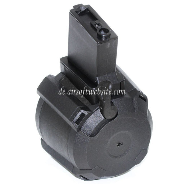 BATTLEAXE 1400rd Klangsteuerung Elektrisch Trommelmagazin Geeignet für M4 M16 Serie AEG Gewehre Airsoft Schwarz