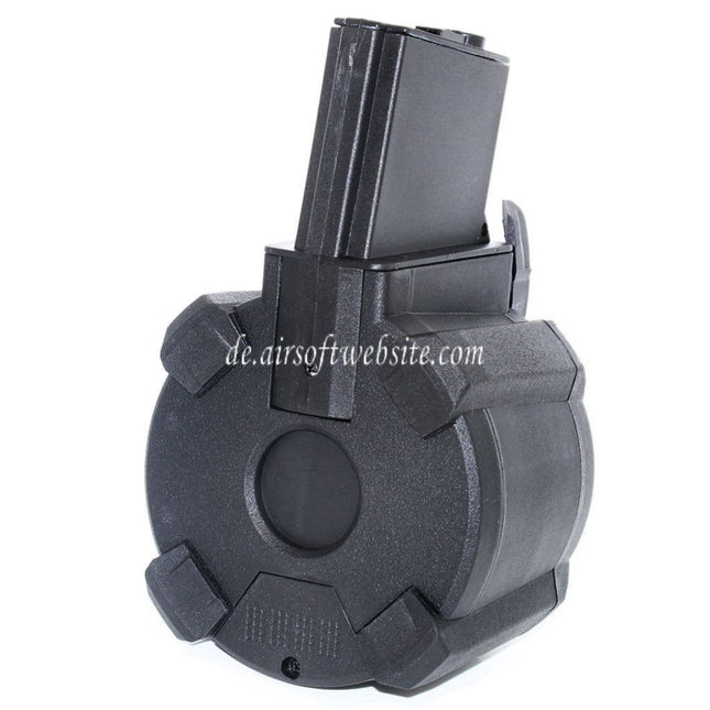 BATTLEAXE 1400rd Klangsteuerung Elektrisch Trommelmagazin Geeignet für M4 M16 Serie AEG Gewehre Airsoft Schwarz