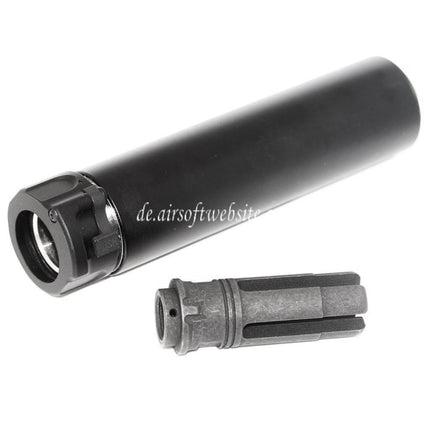 5KU 158mm SOCOM556 RC2 Schalldämpfer mit Mündungsfeuerdämpfer Geeignet für -14mm CCW gegen den Uhrzeigersinn Gewindelauf  Gewehre Airsoft