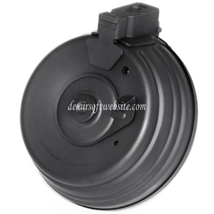 CYMA 2500rd Sheet Stahl Kabel und Soundsteuerung Elektrisch Trommelmagazin mit EU 220v Plug Charger Geeignet für AK Serie AEG Gewehre Airsoft Schwarz