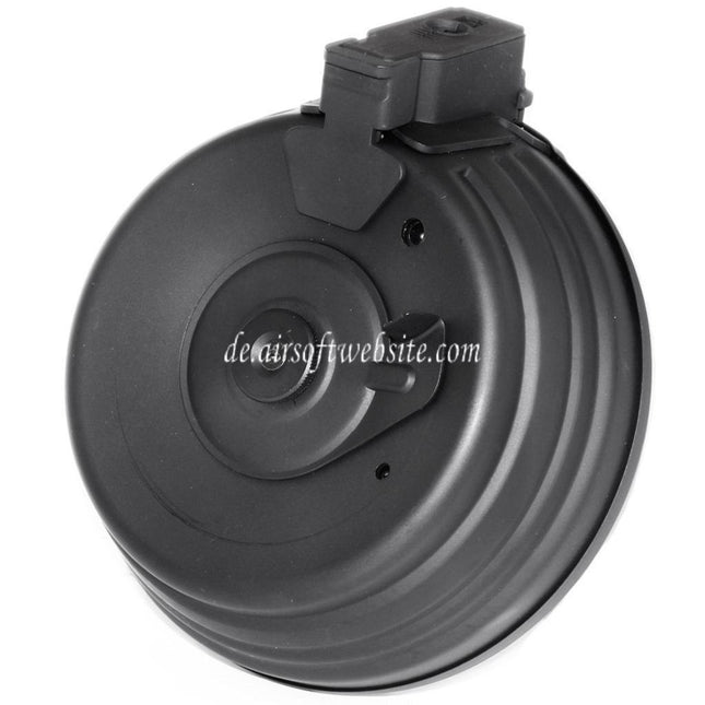 CYMA 2500rd Sheet Stahl Kabel und Soundsteuerung Elektrisch Trommelmagazin mit EU 220v Plug Charger Geeignet für AK Serie AEG Gewehre Airsoft Schwarz