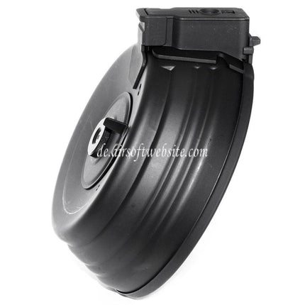 CYMA 2500rd Sheet Stahl Kabel und Soundsteuerung Elektrisch Trommelmagazin mit EU 220v Plug Charger Geeignet für AK Serie AEG Gewehre Airsoft Schwarz