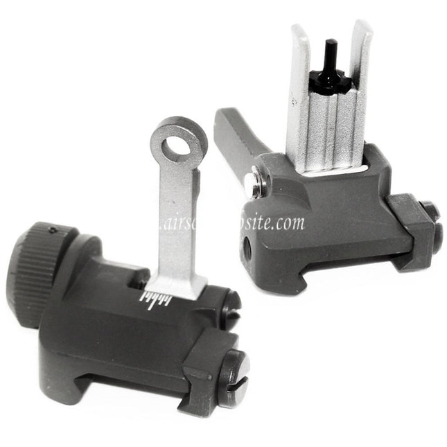 Airsoft Website KAC Stil 300M Metall Hochklappen Korn Kimme Set Geeignet für MK18 MOD-1 M4 M16 AEG Gewehre Black/Silber